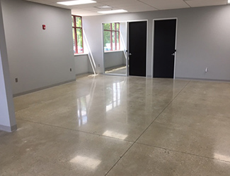 Office building with cleaned floors