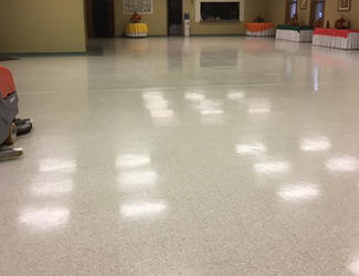 Cleaned vinyl composite tile (VCT) floors